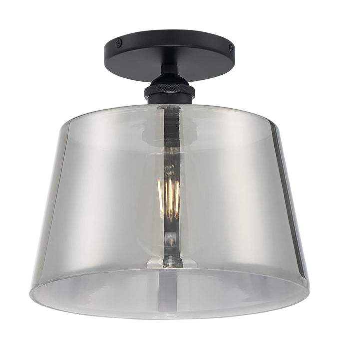 Semi Flush Nuvo 60-7334 Motif - 1 Light - 10 in. - Semi-Flush Black with Smoked Glass Nuvo