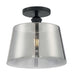 Semi Flush Nuvo 60-7334 Motif - 1 Light - 10 in. - Semi-Flush Black with Smoked Glass Nuvo