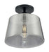Semi Flush Nuvo 60-7334 Motif - 1 Light - 10 in. - Semi-Flush Black with Smoked Glass Nuvo