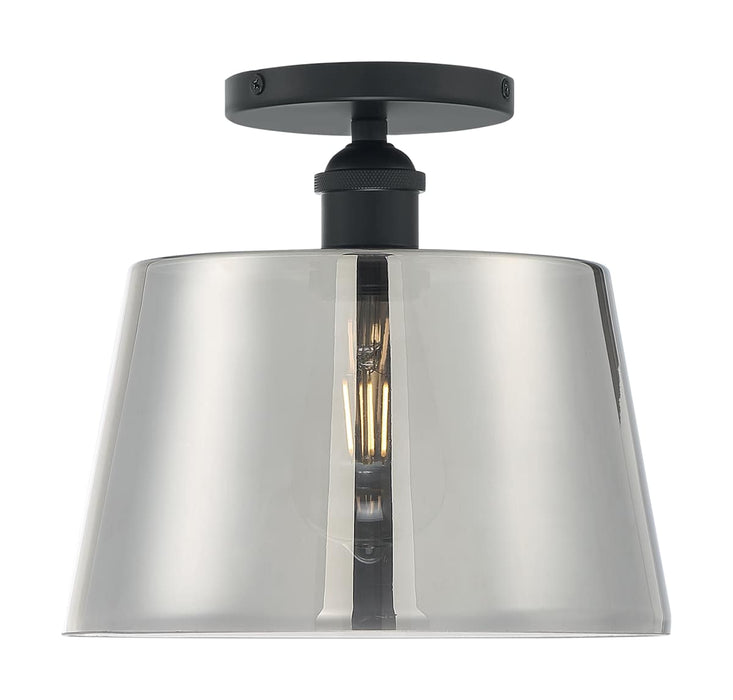 Semi Flush Nuvo 60-7334 Motif - 1 Light - 10 in. - Semi-Flush Black with Smoked Glass Nuvo