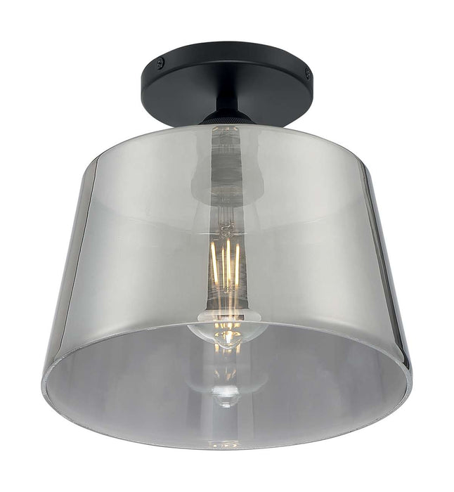 Semi Flush Nuvo 60-7334 Motif - 1 Light - 10 in. - Semi-Flush Black with Smoked Glass Nuvo