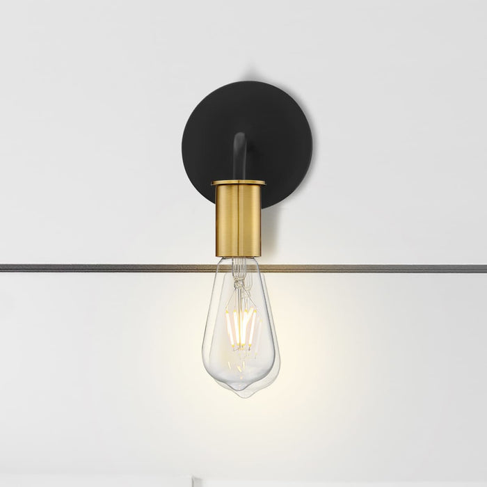 Sconce Nuvo 60-7341 Ryder - 1 Light - Wall Sconce Fixture - Black Finish with Brushed Brass Sockets Nuvo