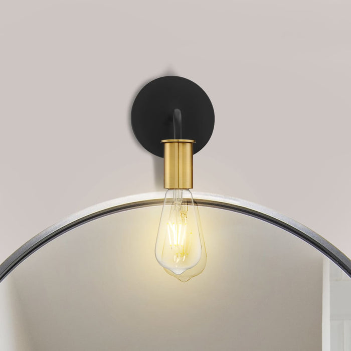 Sconce Nuvo 60-7341 Ryder - 1 Light - Wall Sconce Fixture - Black Finish with Brushed Brass Sockets Nuvo