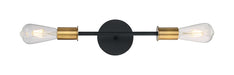 Vanity Nuvo 60-7342 Ryder - 2 Light - Vanity Fixture - Black Finish with Brushed Brass Sockets Nuvo