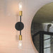 Vanity Nuvo 60-7342 Ryder - 2 Light - Vanity Fixture - Black Finish with Brushed Brass Sockets Nuvo