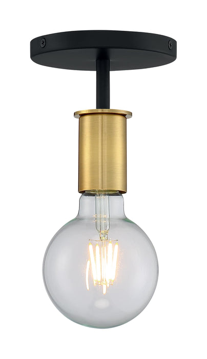 Semi Flush Nuvo 60-7343 Ryder - 1 Light - Semi Flush Fixture - Black Finish with Brushed Brass Sockets Nuvo