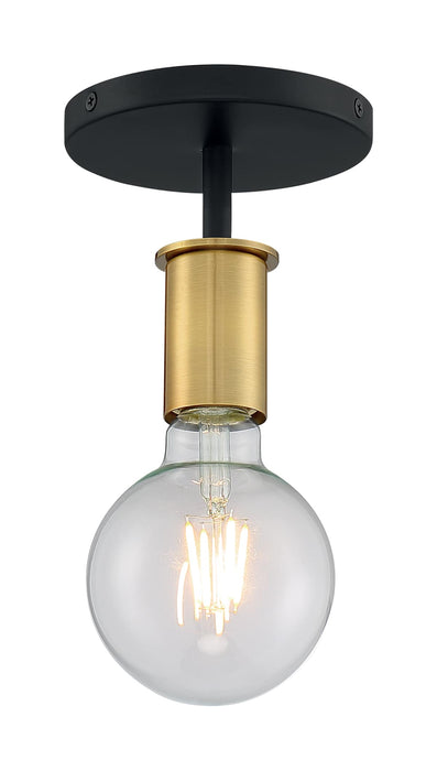 Semi Flush Nuvo 60-7343 Ryder - 1 Light - Semi Flush Fixture - Black Finish with Brushed Brass Sockets Nuvo