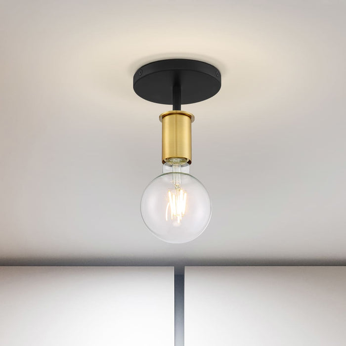 Semi Flush Nuvo 60-7343 Ryder - 1 Light - Semi Flush Fixture - Black Finish with Brushed Brass Sockets Nuvo