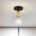 Semi Flush Nuvo 60-7343 Ryder - 1 Light - Semi Flush Fixture - Black Finish with Brushed Brass Sockets Nuvo