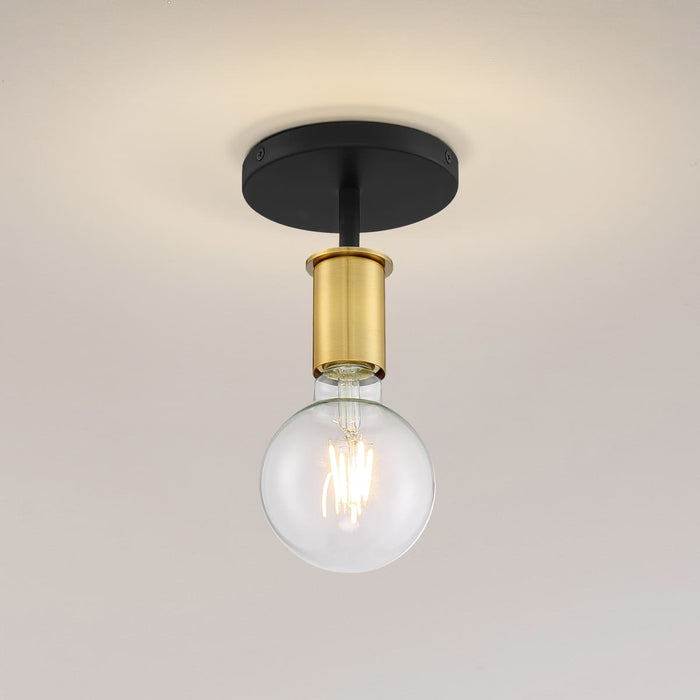 Semi Flush Nuvo 60-7343 Ryder - 1 Light - Semi Flush Fixture - Black Finish with Brushed Brass Sockets Nuvo