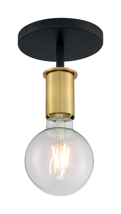 Semi Flush Nuvo 60-7343 Ryder - 1 Light - Semi Flush Fixture - Black Finish with Brushed Brass Sockets Nuvo