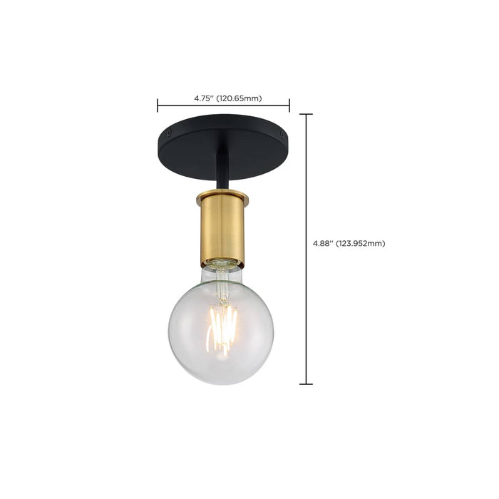 Semi Flush Nuvo 60-7343 Ryder - 1 Light - Semi Flush Fixture - Black Finish with Brushed Brass Sockets Nuvo