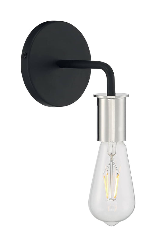 Sconce Nuvo 60-7351 Ryder - 1 Light - Wall Sconce Fixture - Black Finish with Polished Nickel Sockets Nuvo