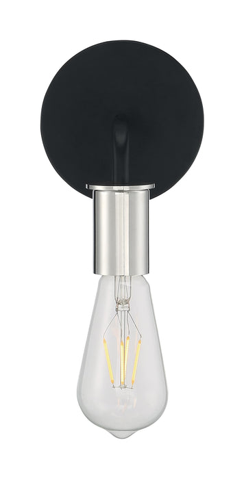 Sconce Nuvo 60-7351 Ryder - 1 Light - Wall Sconce Fixture - Black Finish with Polished Nickel Sockets Nuvo
