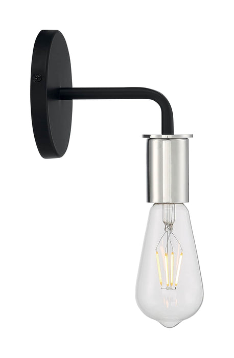 Sconce Nuvo 60-7351 Ryder - 1 Light - Wall Sconce Fixture - Black Finish with Polished Nickel Sockets Nuvo