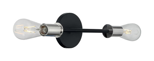 Vanity Nuvo 60-7352 Ryder - 2 Light - Vanity Fixture - Black Finish with Polished Nickel Sockets Nuvo