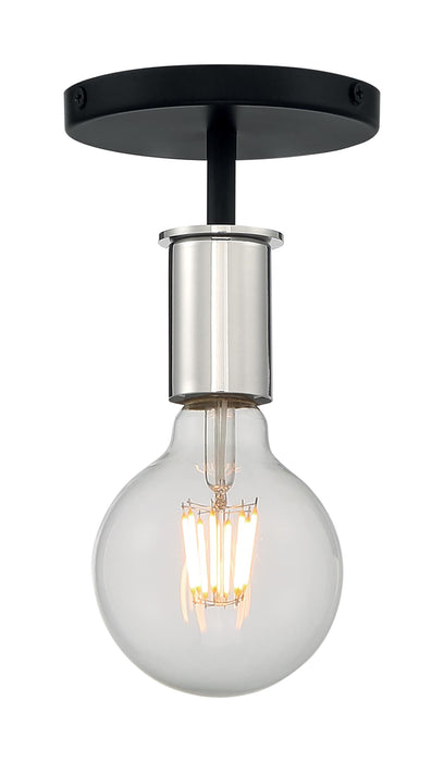 Semi Flush Nuvo 60-7353 Ryder - 1 Light - Semi Flush Fixture - Black Finish with Polished Nickel Sockets Nuvo