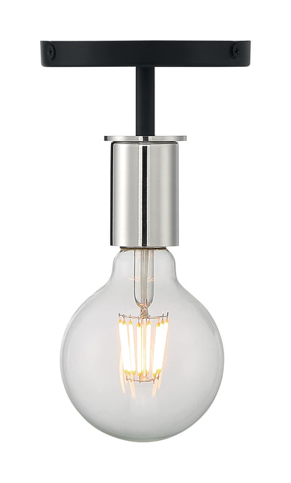 Semi Flush Nuvo 60-7353 Ryder - 1 Light - Semi Flush Fixture - Black Finish with Polished Nickel Sockets Nuvo