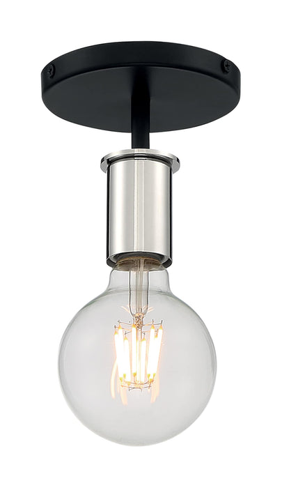 Semi Flush Nuvo 60-7353 Ryder - 1 Light - Semi Flush Fixture - Black Finish with Polished Nickel Sockets Nuvo