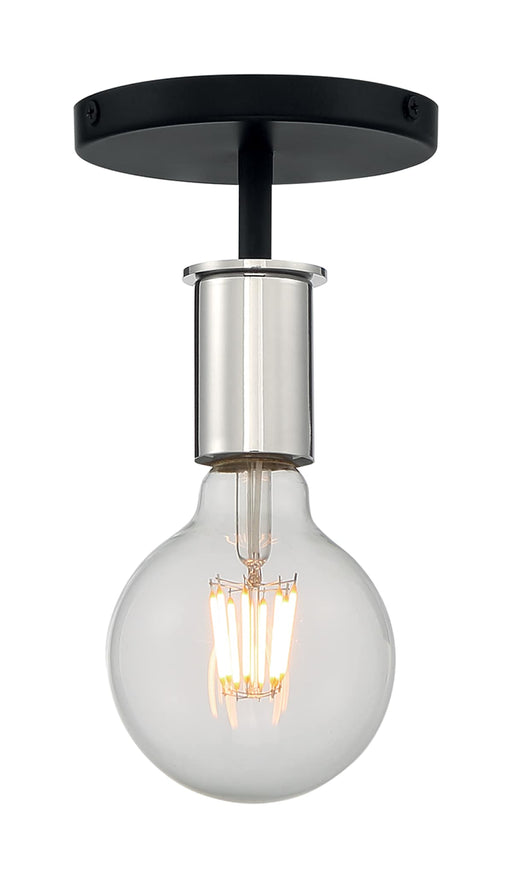 Semi Flush Nuvo 60-7353 Ryder - 1 Light - Semi Flush Fixture - Black Finish with Polished Nickel Sockets Nuvo