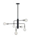 Chandelier Nuvo 60-7354 Ryder - 6 Light - Chandelier Fixture - Black Finish with Polished Nickel Sockets Nuvo