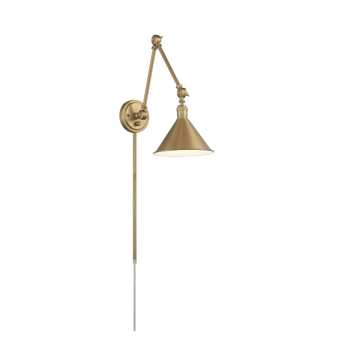 Sconce Nuvo 60-7361 Delancey Swing Arm Lamp - Burnished Brass with Switch Nuvo