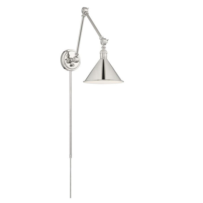 Sconce Nuvo 60-7362 Delancey Swing Arm Lamp - Polished Nickel with Switch - Polished Nickel Finish Nuvo