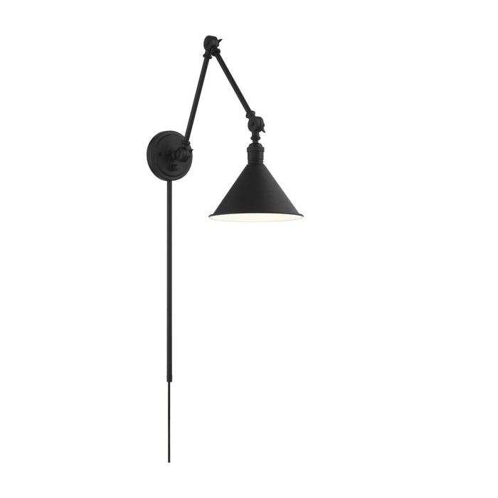 Sconce Nuvo 60-7363 Delancey Swing Arm Lamp - Matte Black with Switch Nuvo