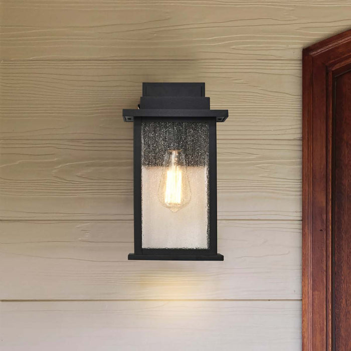 Wall Lantern Nuvo 60-7375 Sullivan - 1 Light Medium Wall Lantern - Matte Black with Clear Seeded Glass Nuvo