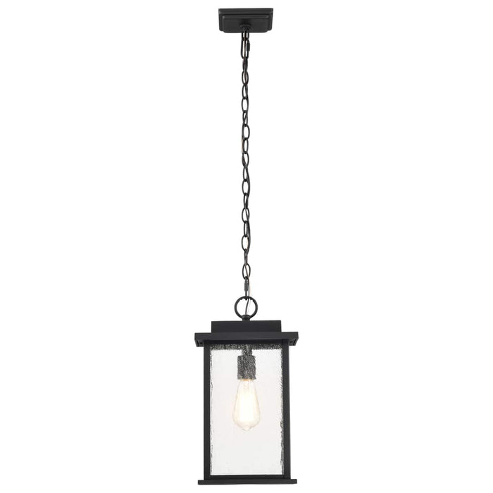 Hanging Lantern Nuvo 60-7377 Sullivan Collection Outdoor 16 inch Hanging Light - Matte Black Finish with Clear Seeded Glass Nuvo