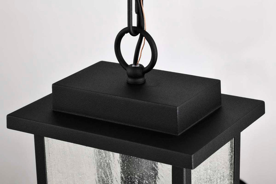 Hanging Lantern Nuvo 60-7377 Sullivan Collection Outdoor 16 inch Hanging Light - Matte Black Finish with Clear Seeded Glass Nuvo