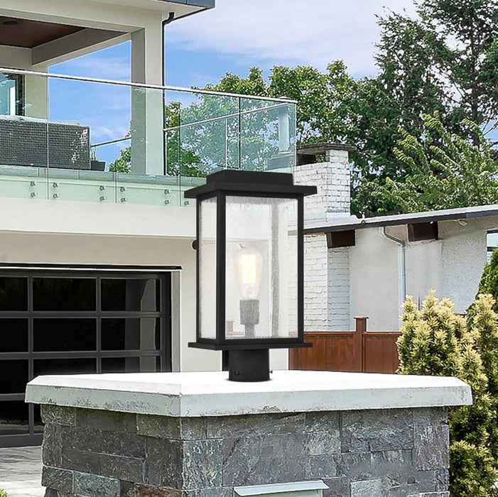 Post Lantern Nuvo 60-7378 Sullivan Collection Outdoor 17 inch Post Light Pole Lantern - Matte Black Finish with Clear Seeded Glass Nuvo