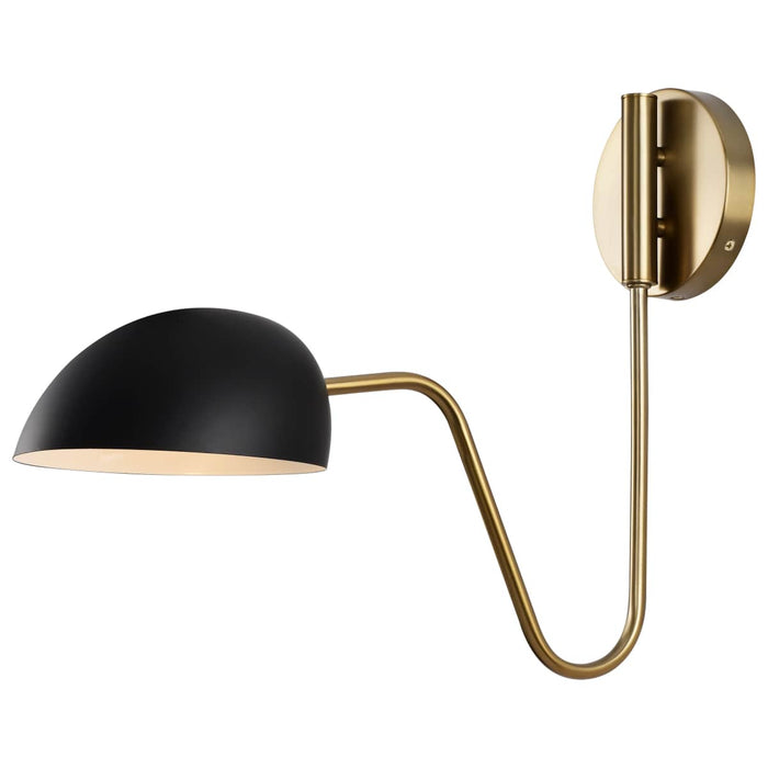 Sconce Nuvo 60-7391 Trilby - 1 Light - Wall Sconce - Matte Black with Burnished Brass Nuvo