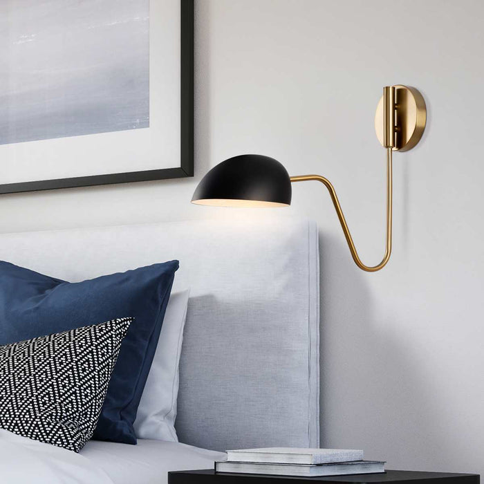 Sconce Nuvo 60-7391 Trilby - 1 Light - Wall Sconce - Matte Black with Burnished Brass Nuvo