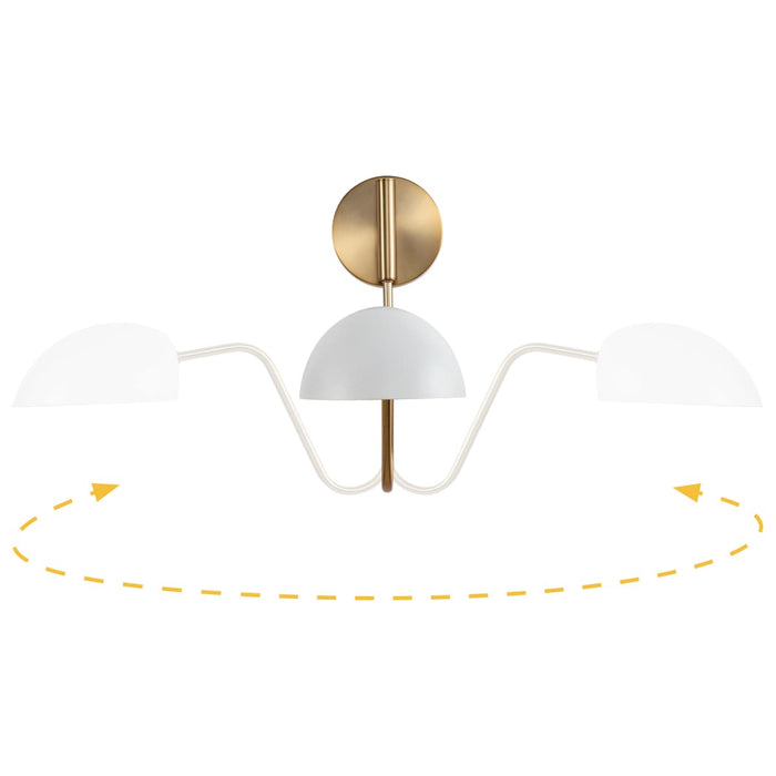 Sconce Nuvo 60-7392 Trilby - 1 Light - Wall Sconce - Matte White with Burnished Brass Nuvo