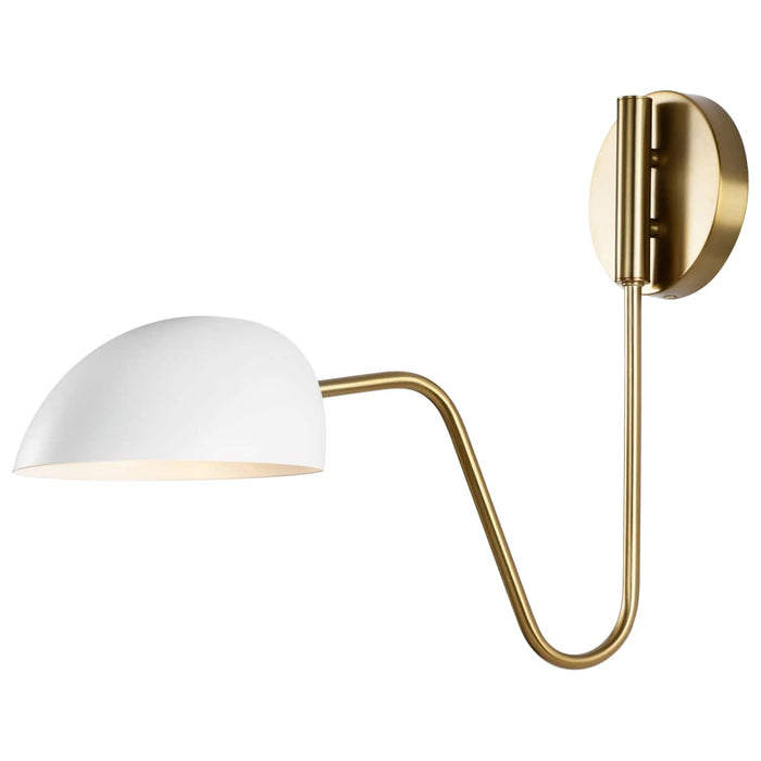 Sconce Nuvo 60-7392 Trilby - 1 Light - Wall Sconce - Matte White with Burnished Brass Nuvo