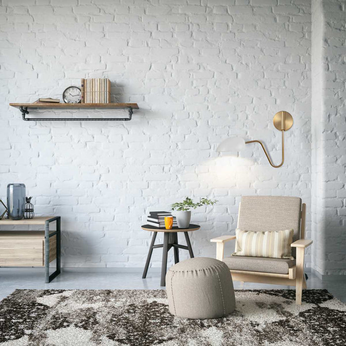 Sconce Nuvo 60-7392 Trilby - 1 Light - Wall Sconce - Matte White with Burnished Brass Nuvo