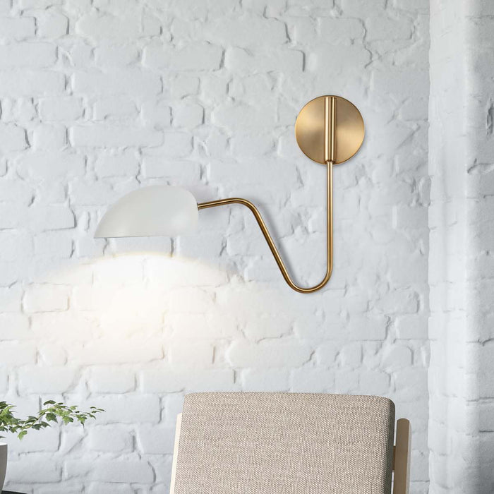 Sconce Nuvo 60-7392 Trilby - 1 Light - Wall Sconce - Matte White with Burnished Brass Nuvo