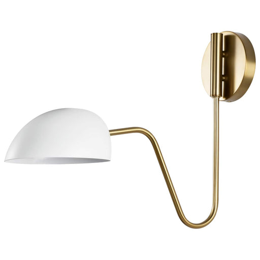 Sconce Nuvo 60-7392 Trilby - 1 Light - Wall Sconce - Matte White with Burnished Brass Nuvo