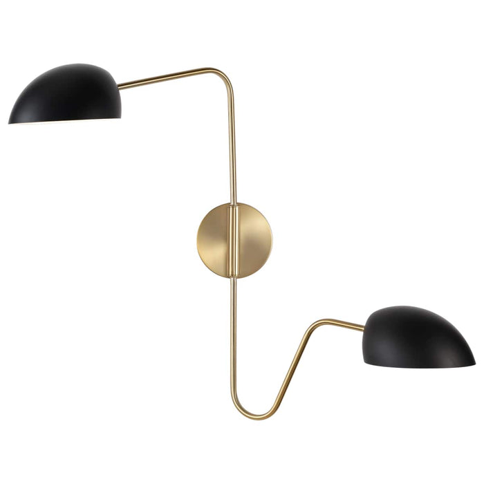 Sconce Nuvo 60-7393 Trilby - 2 Light - Wall Sconce - Matte Black with Burnished Brass Nuvo