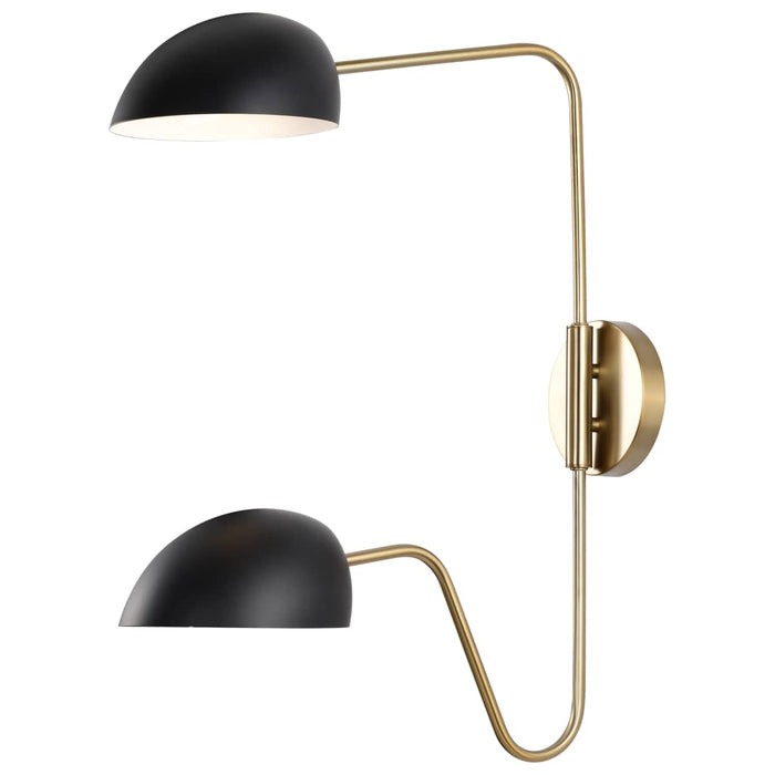 Sconce Nuvo 60-7393 Trilby - 2 Light - Wall Sconce - Matte Black with Burnished Brass Nuvo