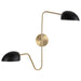 Sconce Nuvo 60-7393 Trilby - 2 Light - Wall Sconce - Matte Black with Burnished Brass Nuvo