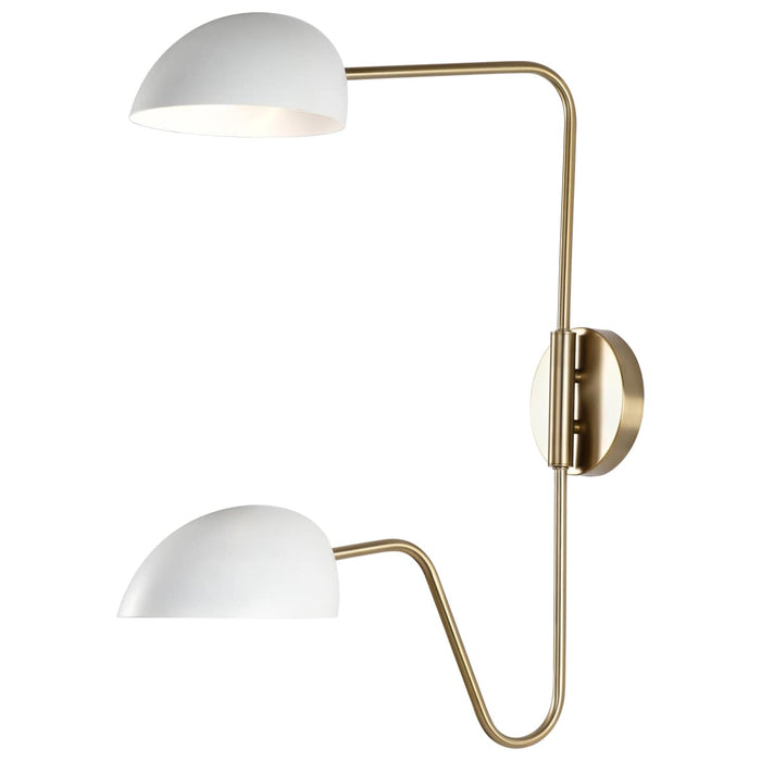 Sconce Nuvo 60-7394 Trilby - 2 Light - Wall Sconce Matte White with Burnished Brass Nuvo