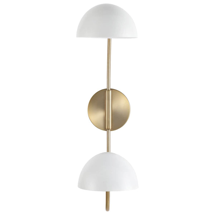 Sconce Nuvo 60-7394 Trilby - 2 Light - Wall Sconce Matte White with Burnished Brass Nuvo