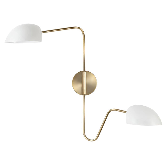 Sconce Nuvo 60-7394 Trilby - 2 Light - Wall Sconce Matte White with Burnished Brass Nuvo