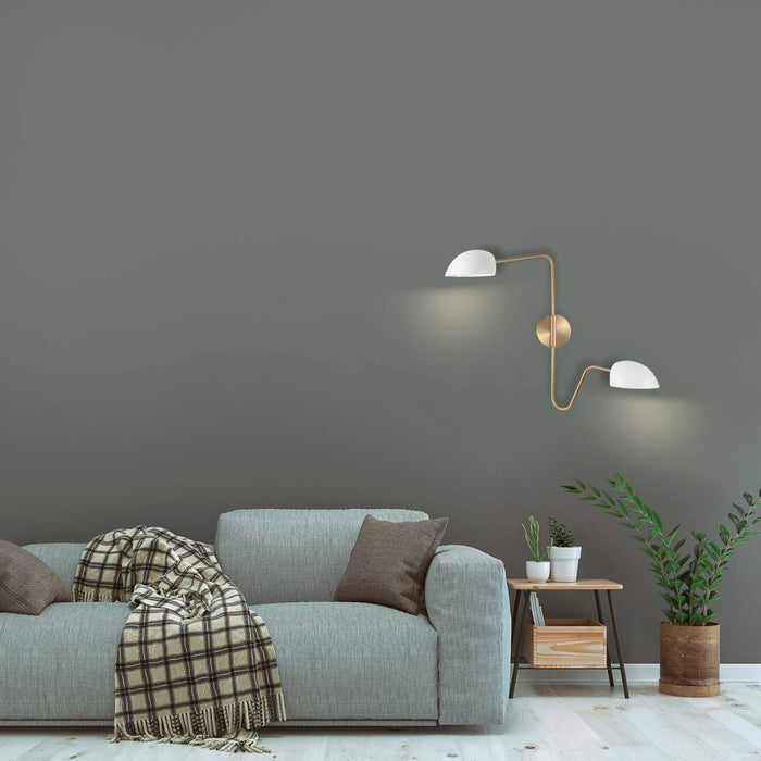 Sconce Nuvo 60-7394 Trilby - 2 Light - Wall Sconce Matte White with Burnished Brass Nuvo