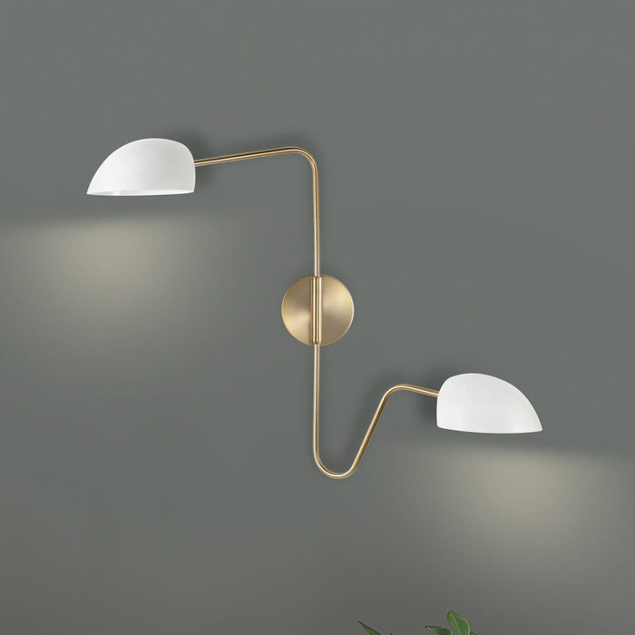Sconce Nuvo 60-7394 Trilby - 2 Light - Wall Sconce Matte White with Burnished Brass Nuvo