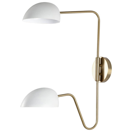 Sconce Nuvo 60-7394 Trilby - 2 Light - Wall Sconce Matte White with Burnished Brass Nuvo