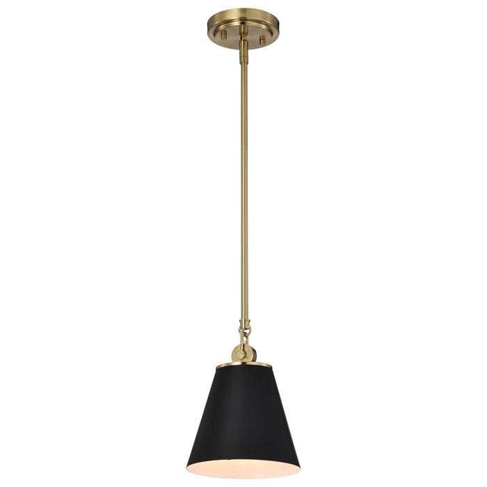 Pendant Nuvo 60-7408 Dover - 1 Light - Small Pendant - Black with Vintage Brass Nuvo