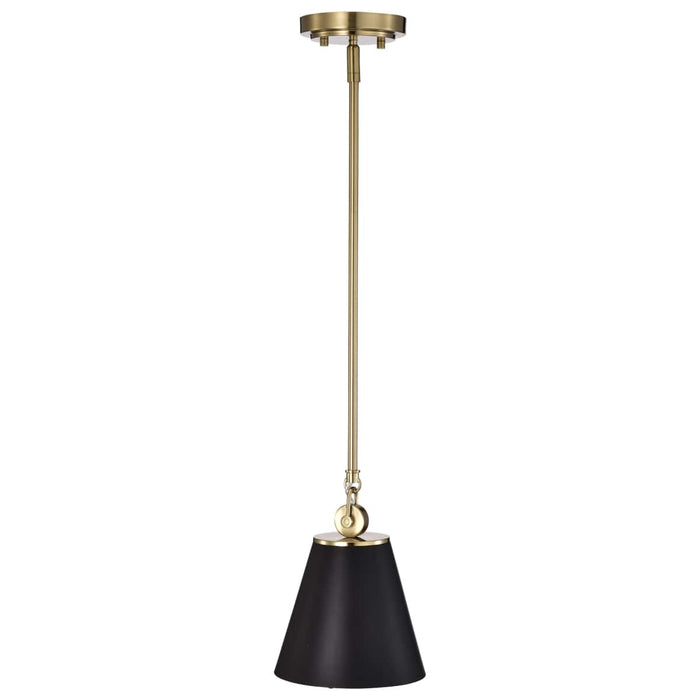 Pendant Nuvo 60-7408 Dover - 1 Light - Small Pendant - Black with Vintage Brass Nuvo